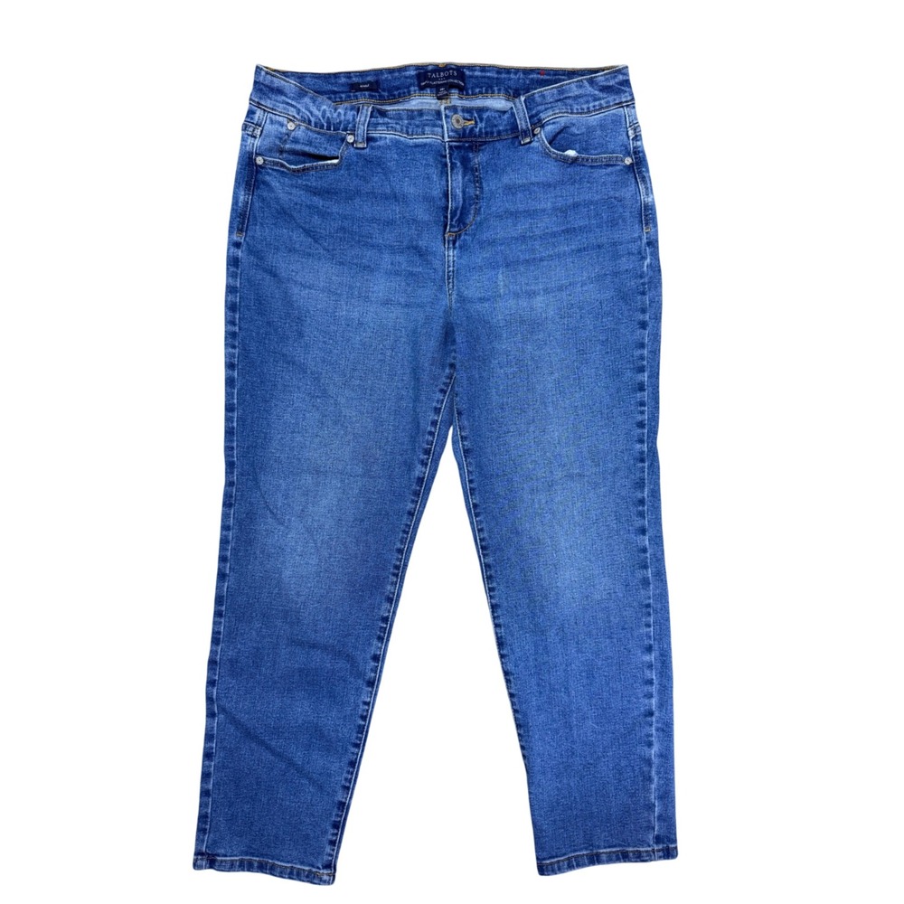 Talbots Ankle Jeans Womens 14P Blue Simply Flattering Stretch Medium Wash Denim‎